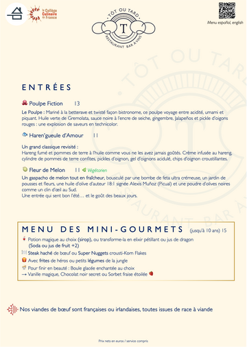Entrées & Spécialité