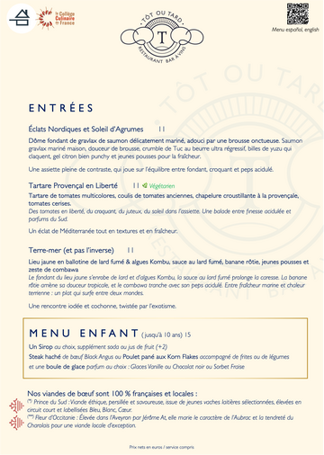 Entrées & Spécialité