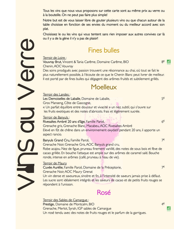 Vins au Verre Bulles et Moelleux