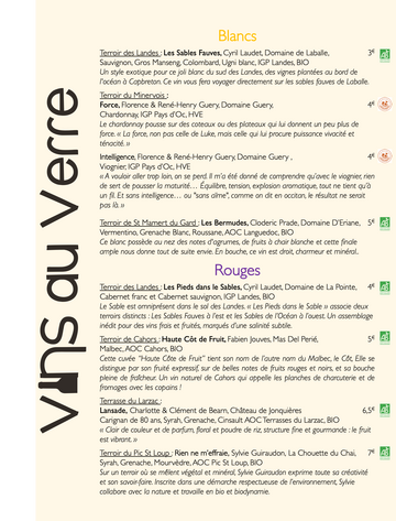 Vins au Verres Blancs et Rouges